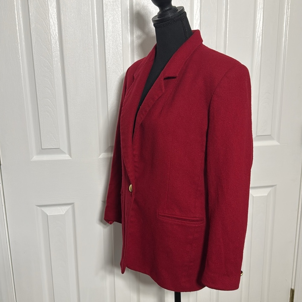Vintage Leslie Fay Red Wool Blazer - Size 8 - Picture 8 of 9
